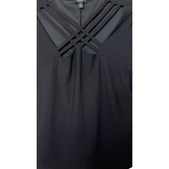 A.U.W. SHORT SLV, PULL-OVER, ROUND NECK W/ATTACHED BANDS, WOMENS, L, SOLID BLACK - Picture 6 of 9